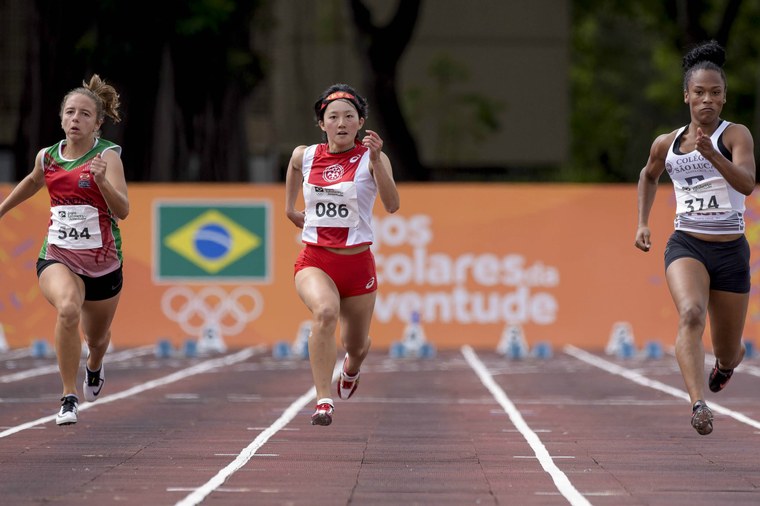 Sena Suzuki, do Japão, fica com a medalha de bronze na prova dos 100m rasos feminino. Foto: Washington Alves/Exemplus/COB