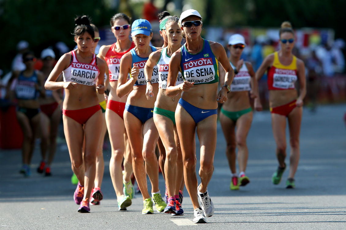 Erica Sena, durante o Mundial de Pequim 2015: marchadora é uma das esperanças de medalha para o Brasil nos Jogos Olímpicos Rio 2016. Foto: Getty Images