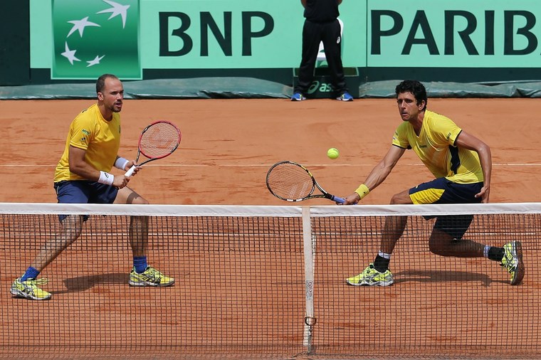 Bruno Soares (E) e Marcelo Melo figuram entre os favoritos a uma medalha nas duplas. Foto: Cristiano Andujar/CBT